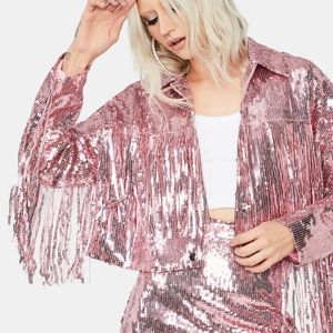 Dolls Kill Blindin' Baddie Sequin Fringe Skirt and Jacket Set